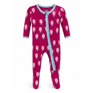 Kickee Pants Bamboo Ruffle Butt Footie Pink 3-6M Soft Stretch Pajamas Cozy